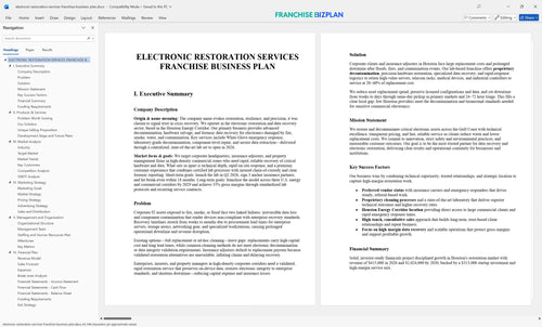 electronic restoration services franchise business plan 1