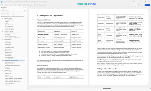 expense reduction analysts franchise business plan 5