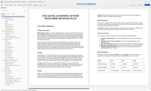 eye level learning center franchise business plan 1