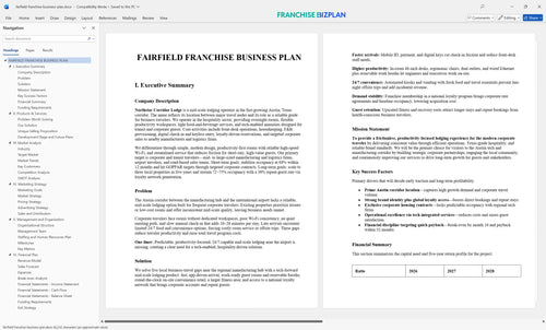 fairfield franchise business plan 1