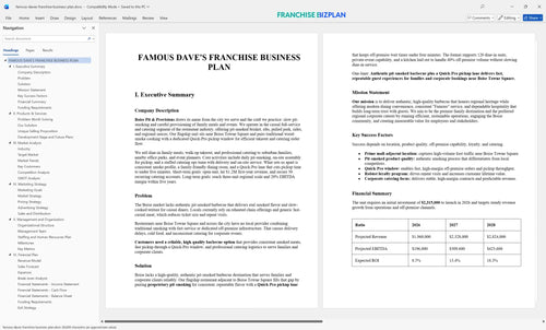 famous daves franchise business plan 1