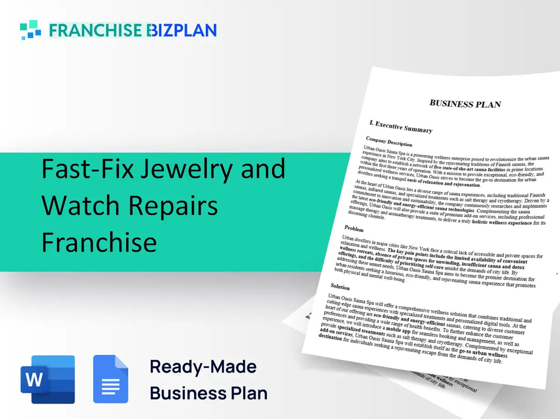 Fast-Fix Jewelry and Watch Repairs Franchise Business Plan 2026 Updated