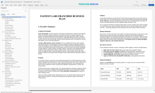 fastest labs franchise business plan 1