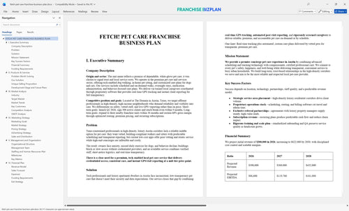fetch pet care franchise business plan 1