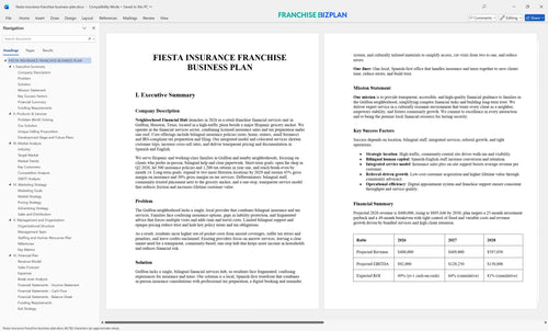 fiesta insurance franchise business plan 1