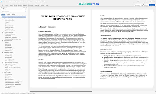 firstlight homecare franchise business plan 1