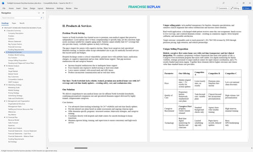 firstlight homecare franchise business plan 2