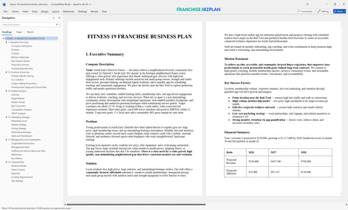 fitness 19 franchise business plan 1
