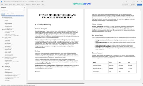 fitness machine technicians franchise business plan 1