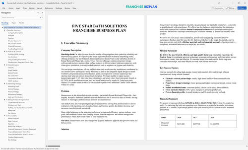five star bath solutions franchise business plan 1