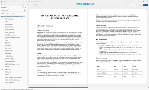 five star painting franchise business plan 1