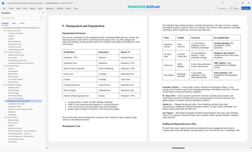 fortune management franchise business plan 5