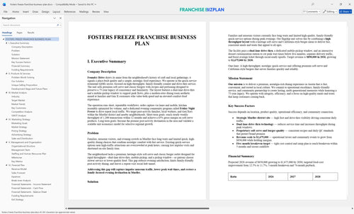 fosters freeze franchise business plan 1