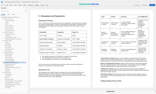 frannet franchise business plan 5