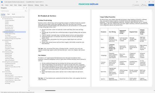 frontier adjusters franchise business plan 2