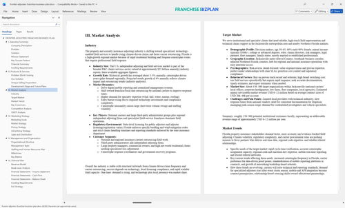 frontier adjusters franchise business plan 3