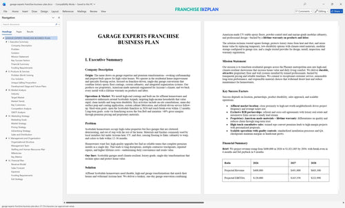 garage experts franchise business plan 1
