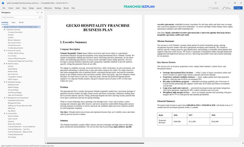 gecko hospitality franchise business plan 1