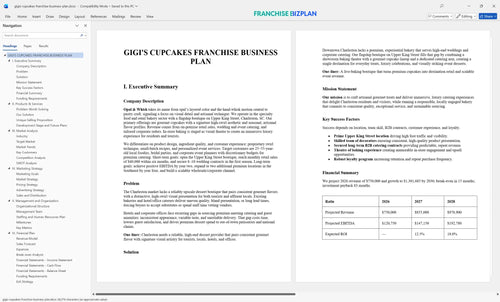 gigis cupcakes franchise business plan 1