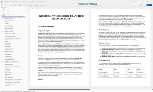 goldfish swim school franchise business plan 1