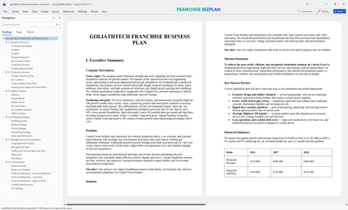 goliathtech franchise business plan 1