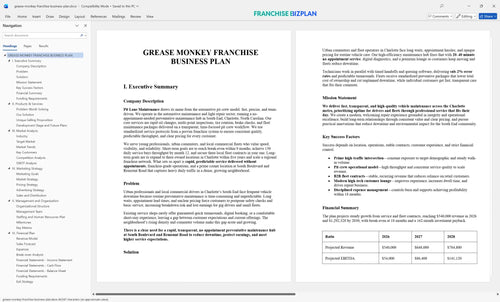 grease monkey franchise business plan 1