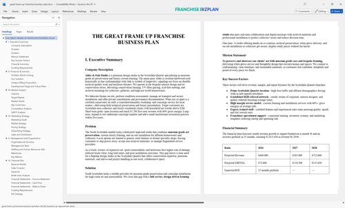 great frame up franchise business plan 1