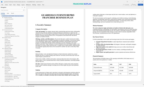 guardsman furniturepro franchise business plan 1