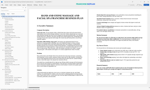 hand and stone massage and facial spa franchise business plan 1