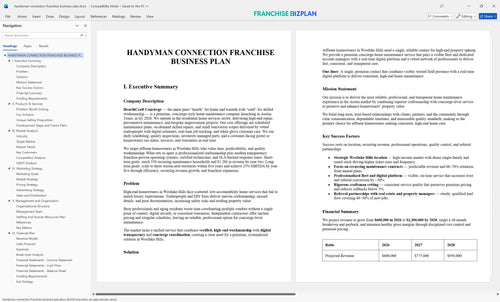 handyman connection franchise business plan 1