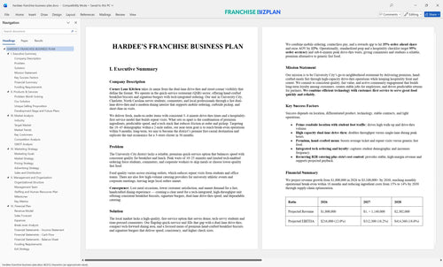 hardees franchise business plan 1