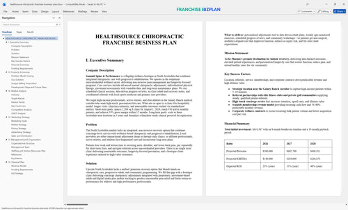 healthsource chiropractic franchise business plan 1