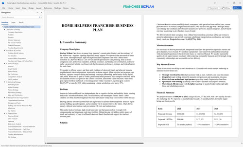 home helpers franchise business plan 1