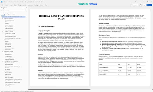 homes and land franchise business plan 1
