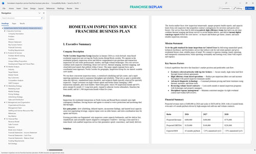 hometeam inspection service franchise business plan 1