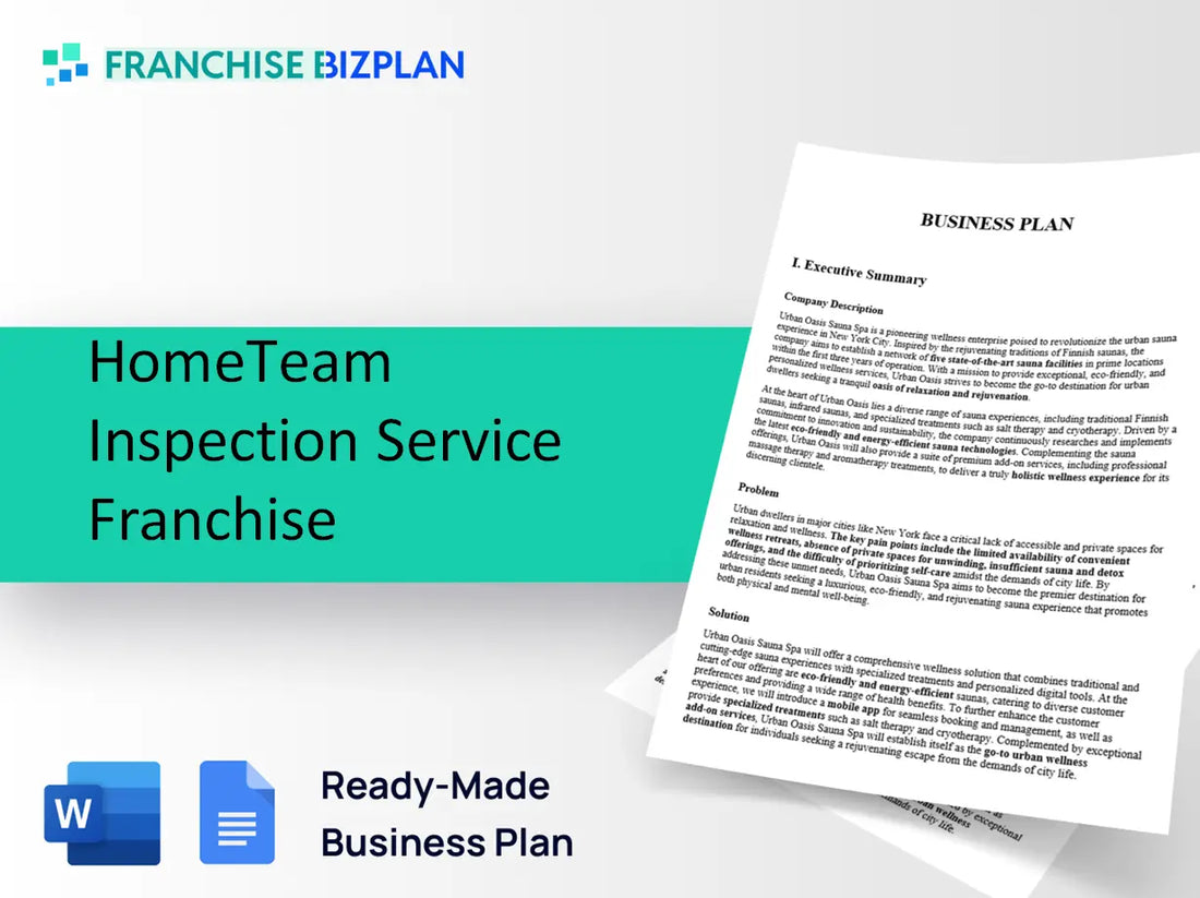 HomeTeam Inspection Service Franchise Business Plan 2026 Updated