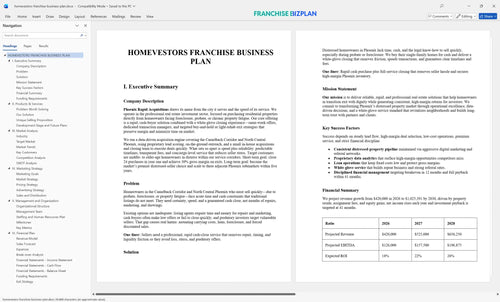 homevestors franchise business plan 1