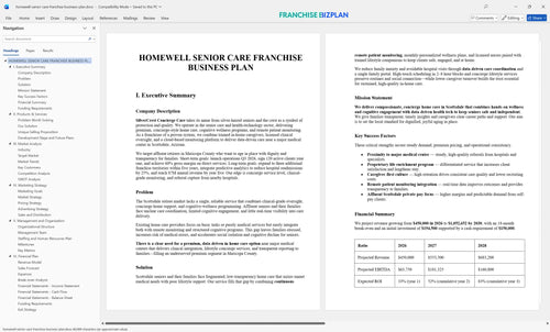 homewell senior care franchise business plan 1