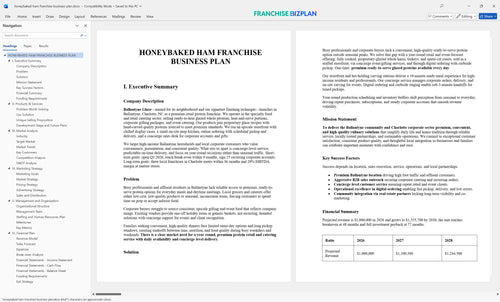 honeybaked ham franchise business plan 1