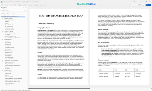 hooters franchise business plan 1