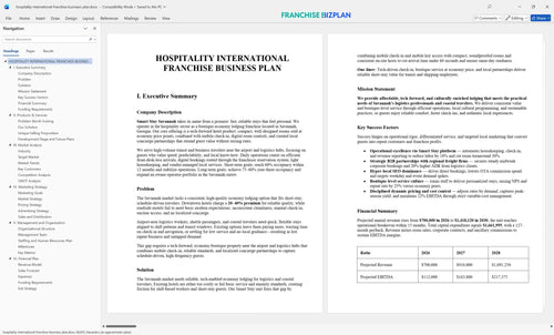hospitality international franchise business plan 1