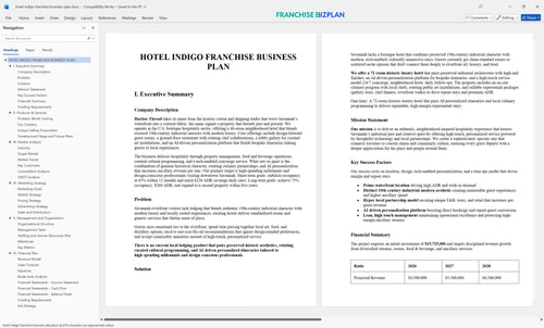 hotel indigo franchise business plan 1