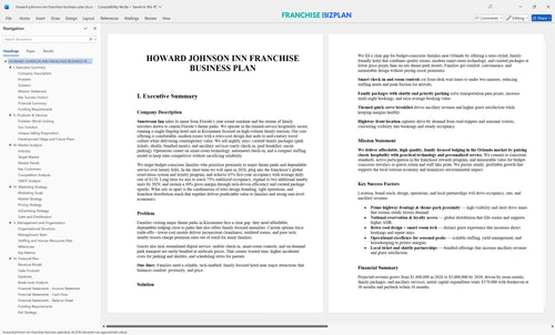 howard johnson inn franchise business plan 1
