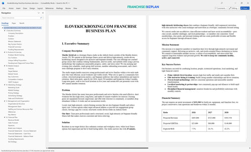 ilovekickboxing franchise business plan 1