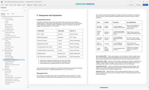 interim healthcare franchise business plan 5