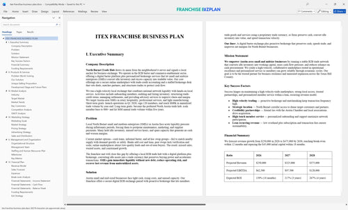 itex franchise business plan 1