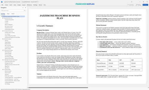 jazzercise franchise business plan 1