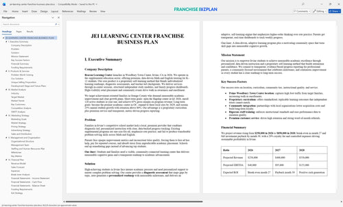 jei learning center franchise business plan 1