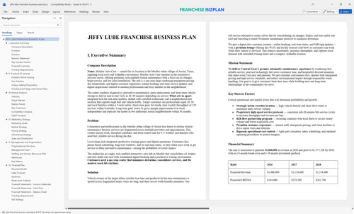 jiffy lube franchise business plan 1