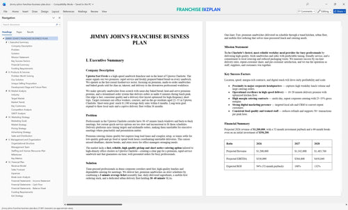 jimmy johns franchise business plan 1